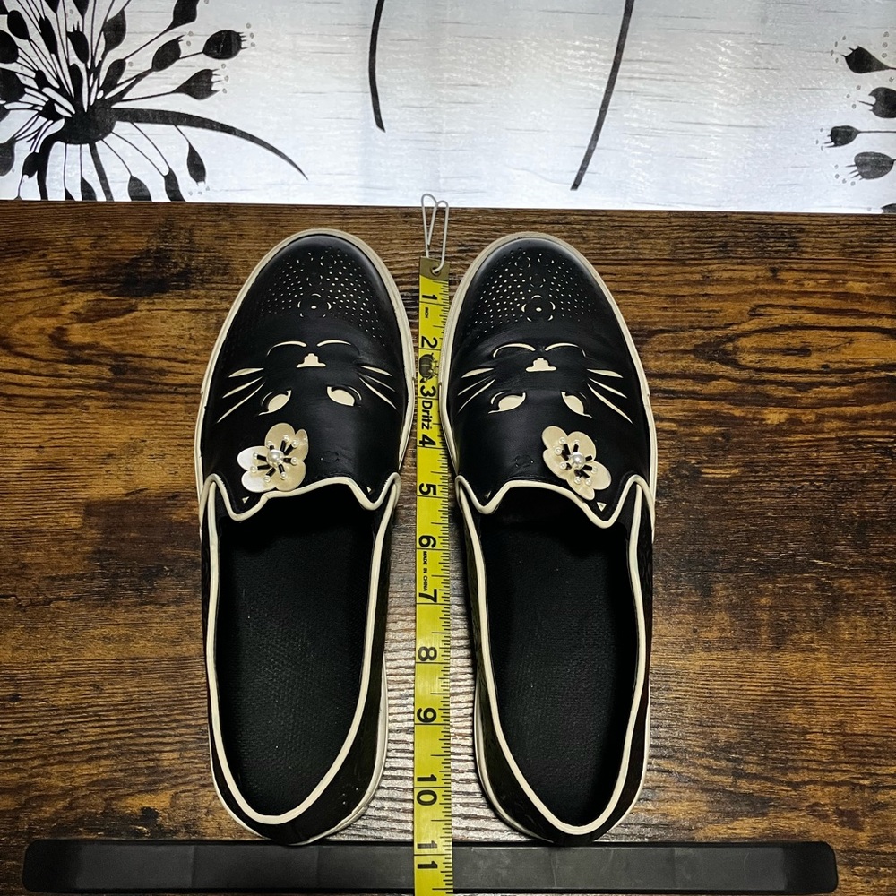 Karl Lagerfeld, Black & Cream Cat Design, Women's Flats